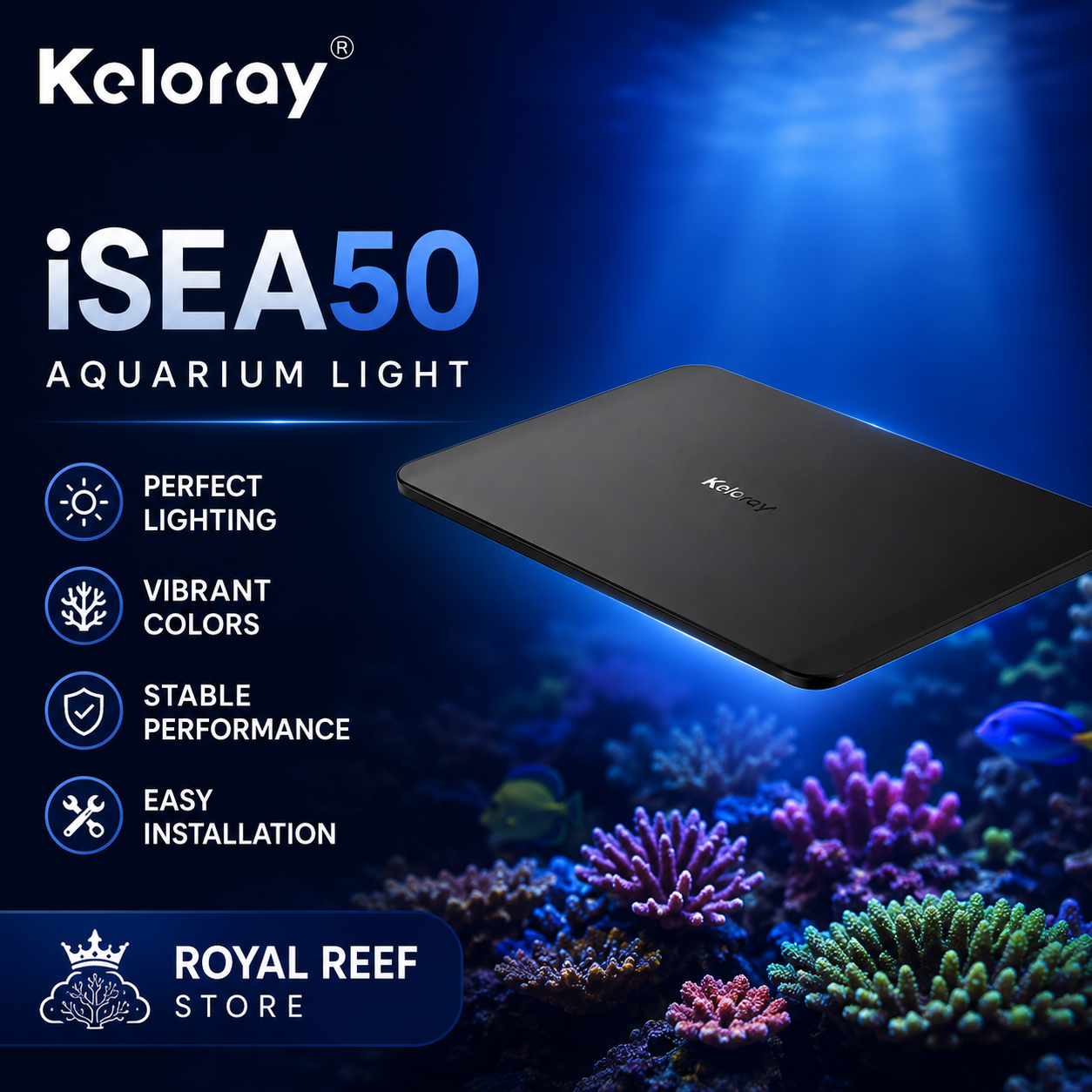 Aquarium Marine Fishes - Keloray iSEA50 50W Fanless Full Spectrum