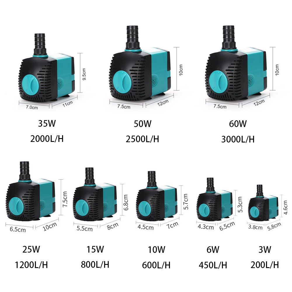 Marine Aquarium Water - Ultra-Quiet 3/6/10/15/25/35/50/60W Submersible Water Fountain Pump
