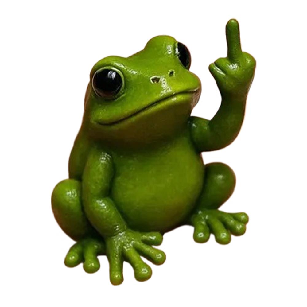 Marine Aquarium Decorations - Middle Finger Animal Statue Frog Dog