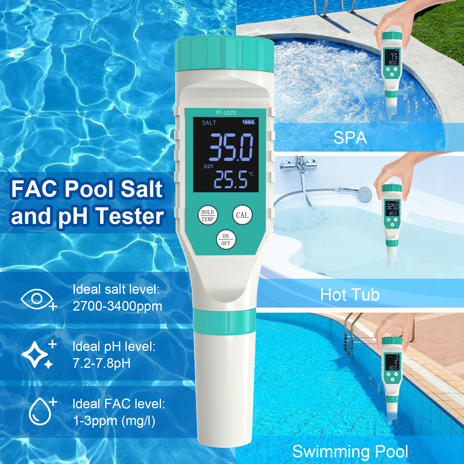 Digital PH/Chlorine/ORP/EC/TDS - Marine Aquarium Water Testing บทวิจารณ์และราคา