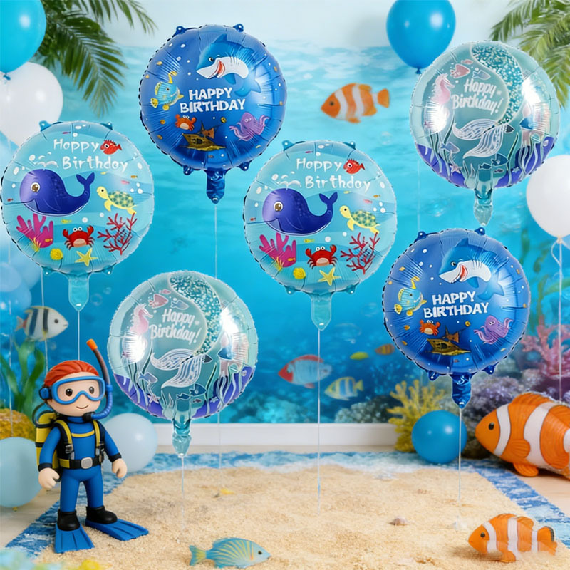 6pcs Ocean Theme Party Balloon - Marine Aquarium Decorations บทวิจารณ์และราคา