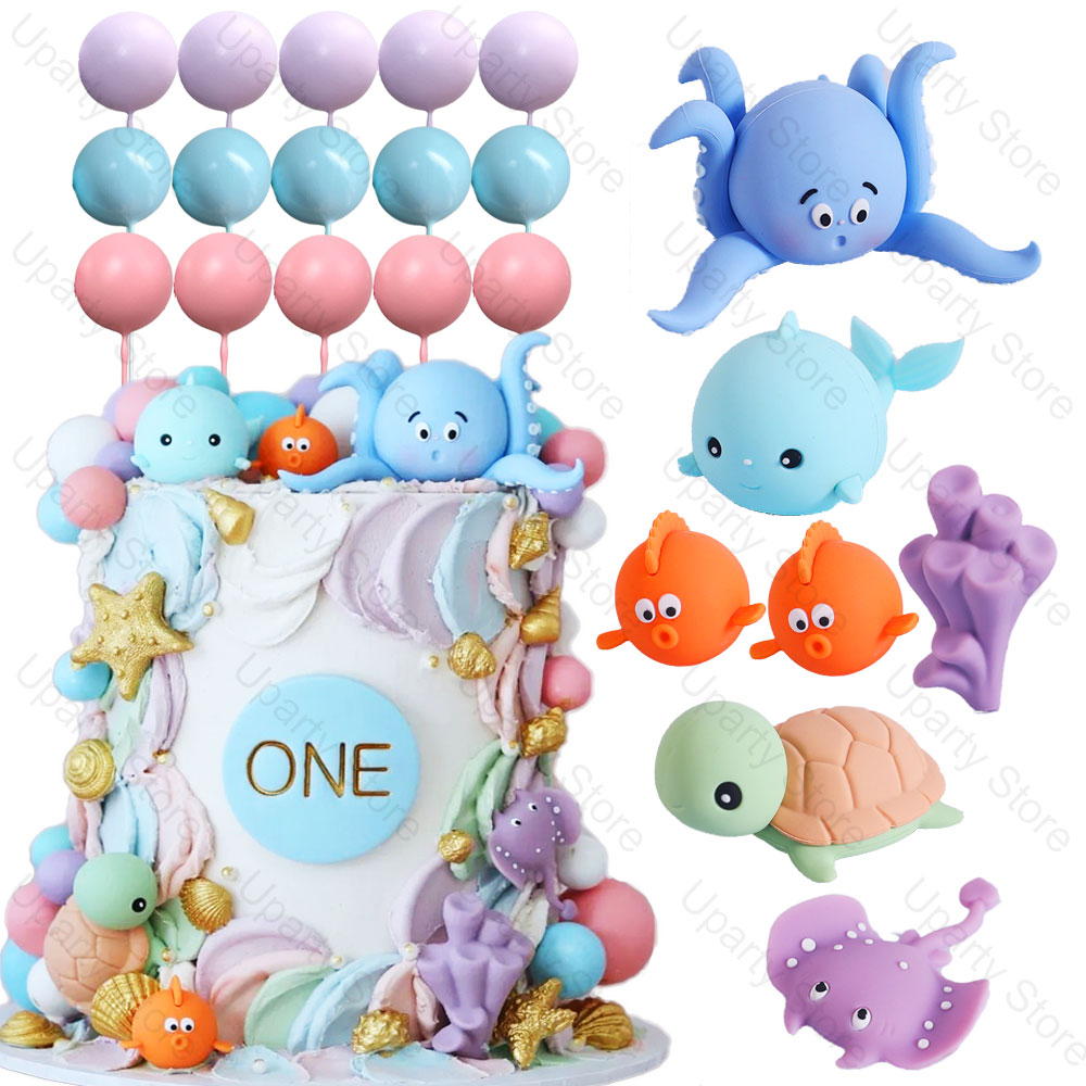 22Pcs Sea Animals Cake Toppers - Marine Aquarium Decorations บทวิจารณ์และราคา