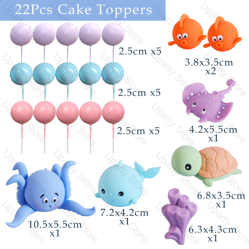 22Pcs Sea Animals Cake Toppers - Marine Aquarium Decorations บทวิจารณ์และราคา