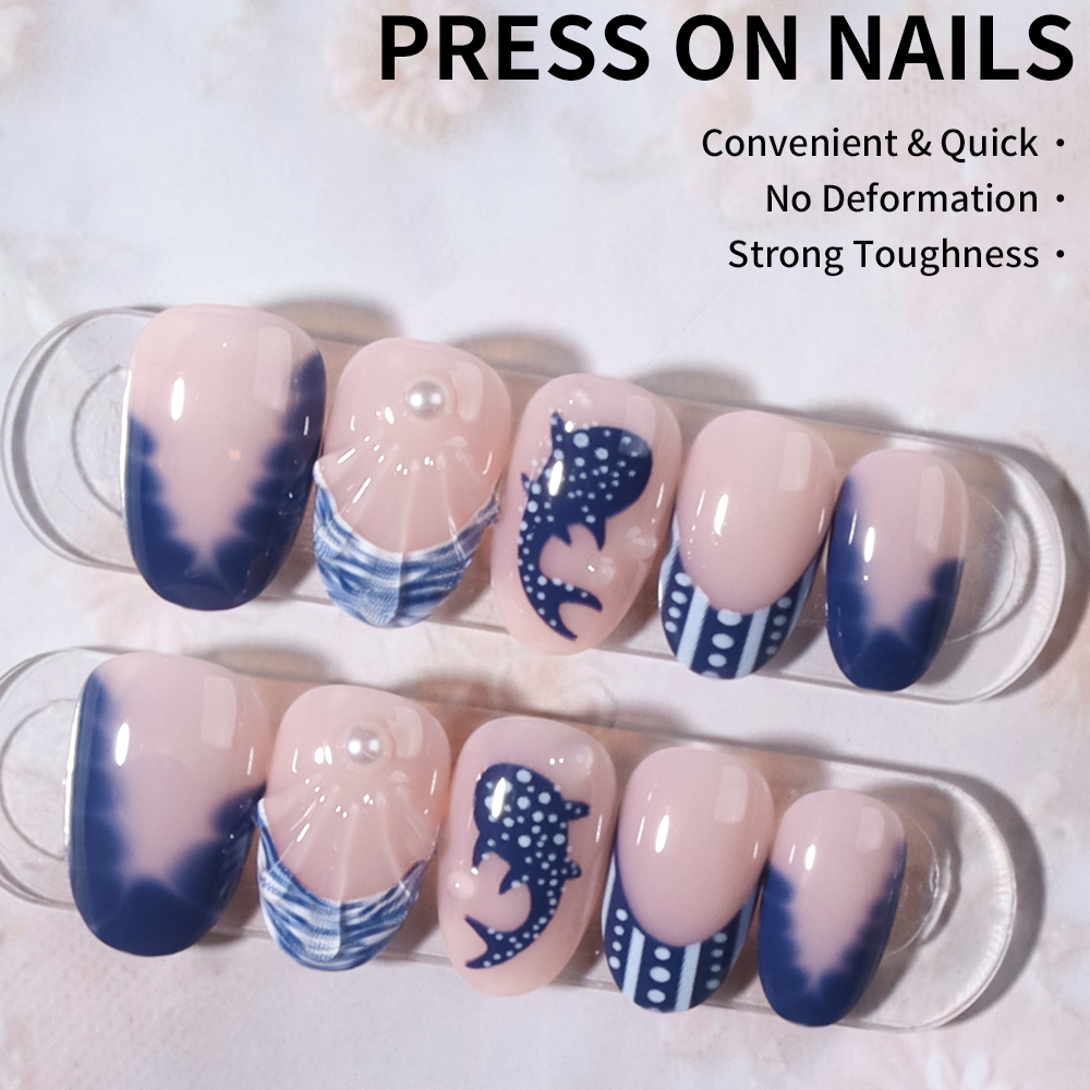 24pcs Almond 3d gel nails Whal - Marine Aquarium Decorations บทวิจารณ์และราคา