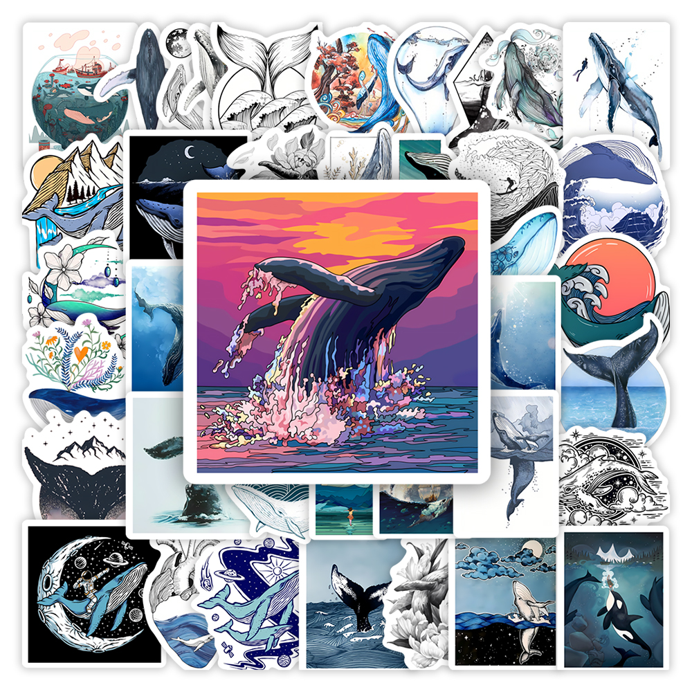 Watercolor Whale Stickers Aest - Marine Aquarium Decorations บทวิจารณ์และราคา