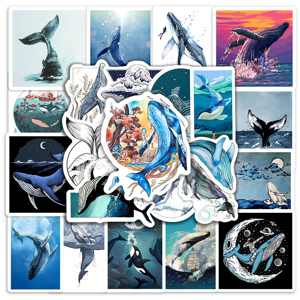 Watercolor Whale Stickers Aest - Marine Aquarium Decorations บทวิจารณ์และราคา