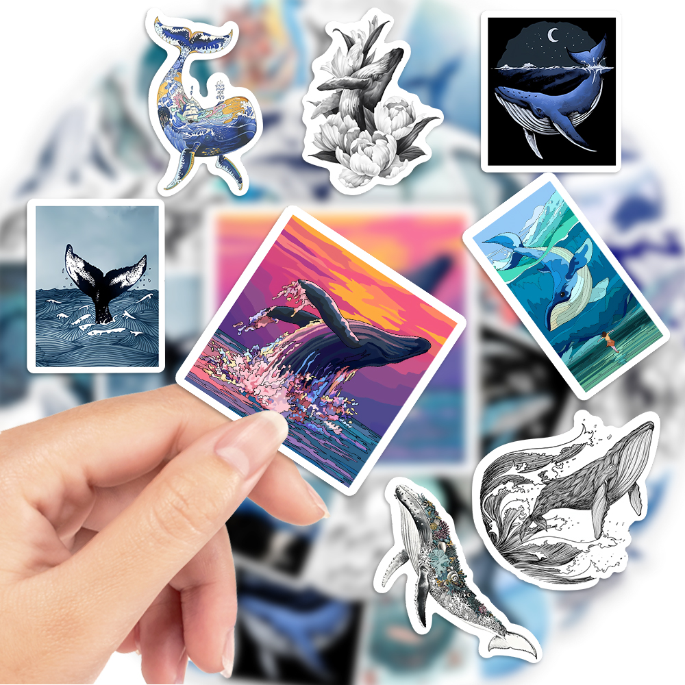 Watercolor Whale Stickers Aest - Marine Aquarium Decorations บทวิจารณ์และราคา