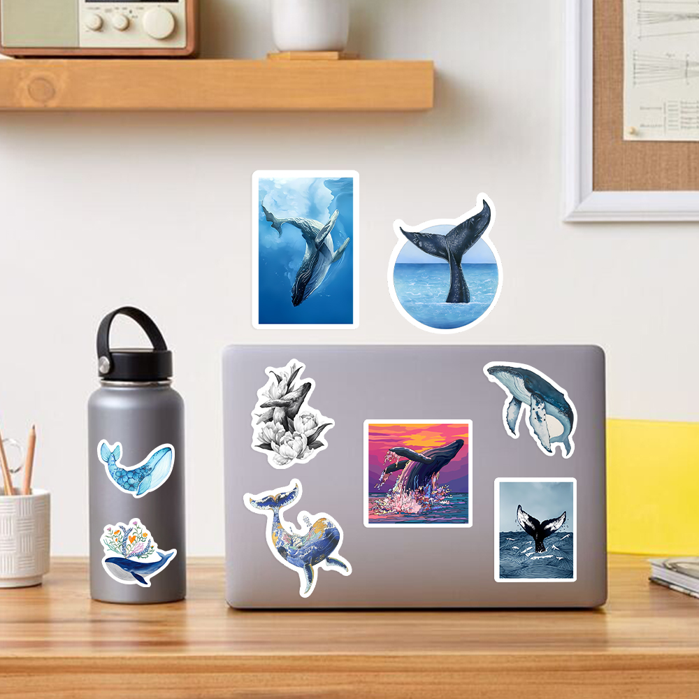 Watercolor Whale Stickers Aest - Marine Aquarium Decorations บทวิจารณ์และราคา