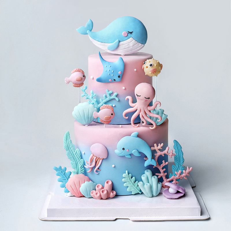 Ocean Octopus Whale Cake Decor - Marine Aquarium Decorations บทวิจารณ์และราคา