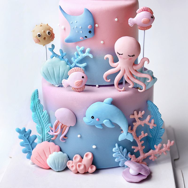 Ocean Octopus Whale Cake Decor - Marine Aquarium Decorations บทวิจารณ์และราคา
